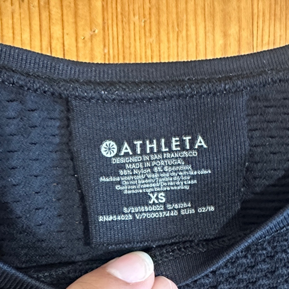 Athleta Midnight Blue Textured Crop Top - Picture 2 of 8